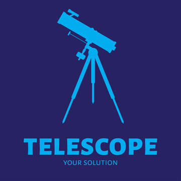 Vector logo telescope. Equipment for stargazing