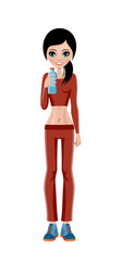 Sports girl with a water bottle