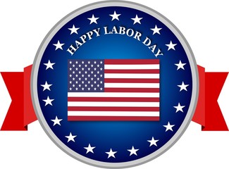 Happy Labor Day, blue banner with stars