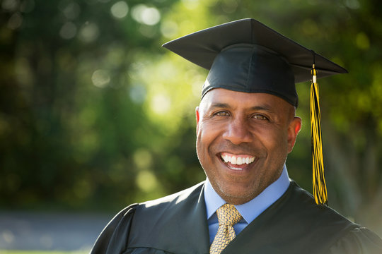 Mature African American Graduate.