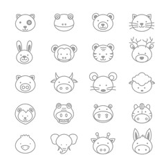 Animals Icons Line Set Of Vector Illustration