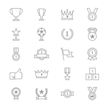 Award and Trophy Icons Line Set Of Vector Illustration