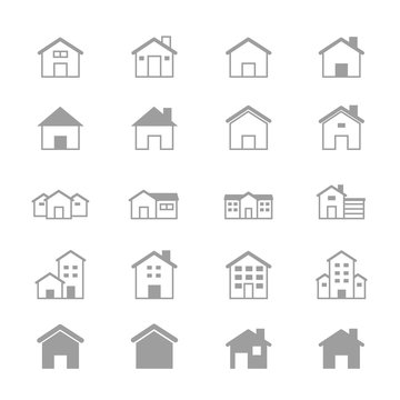 House and Home Set Of Building Icons Line