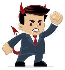 Angry devilish boss (or maybe a politician?) cartoon character. Vector illustration.