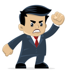 Angrybusinessman (or maybe a politician?) cartoon character. Vector illustration.