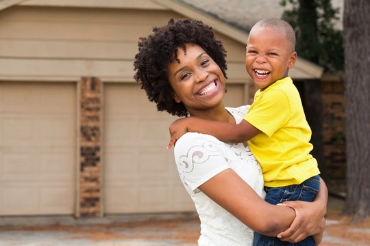 African American Mom And Her Son.