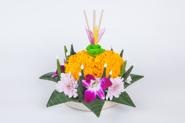 Krathong, the hand crafted floating candle made of floating part