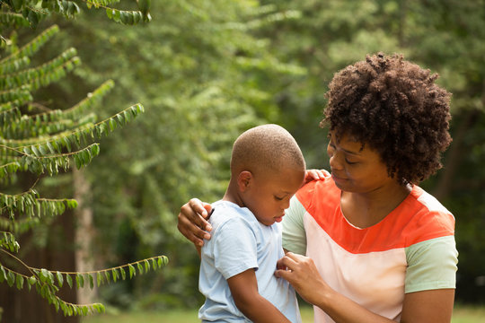 African American Mom And Her Son.