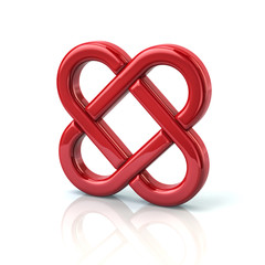 3d illustration of red endless knot