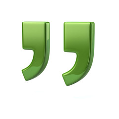 3d illustration of green quote marks