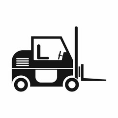 Forklift icon in simple style isolated on white background. Cargo transport symbol