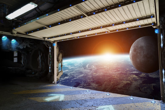 Fototapeta View of planet Earth from a shuttle runway