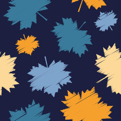 Seamless vector background with decorative maple leaves. Print. Cloth design, wallpaper.