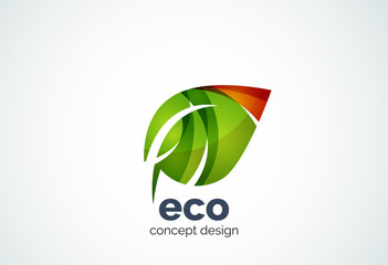 Abstract business company leaf logo template, green concept