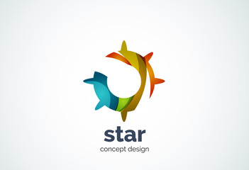 Sun logo template, shining star concept