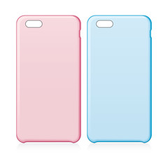 Pink and blue smartphone cases. Vector illustration