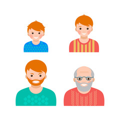 Set of portaraits showing the process of aging from child to senior