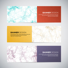 Fototapeta na wymiar Banners with abstract colorful triangulated lined geometric background