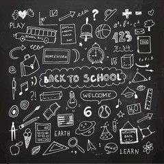 Back to school. Notebook doodle set. Freehand drawing