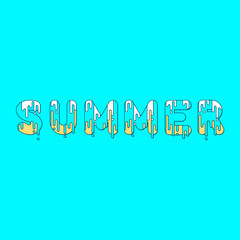Summer. Bubble font with dripping paint. Vector illustration.