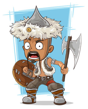 Cartoon Barbarian Mongol With Axe