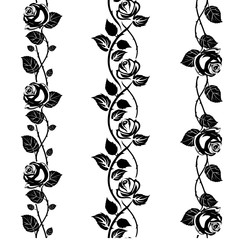 Rose tattoo stencil, lace or pattern brushes elements.
