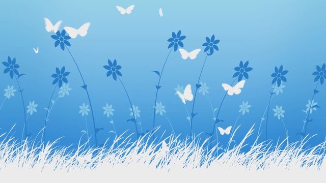 Animated Flowers And Butterflies Background.
