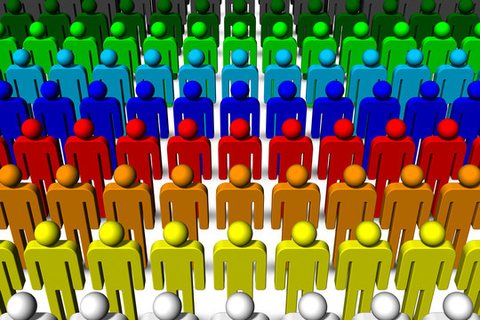Gente, persone, popoli con i colori della bandiera della Pace.