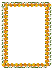 Vertical frame with yellow roses. Vector clip art.
