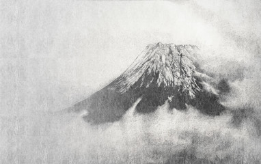 和風背景素材　富士山頂図