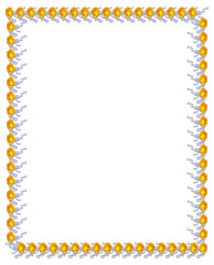 Vertical frame with yellow roses. Vector clip art.