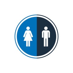 Iconos de hombre y mujer sobre un fondo azul
