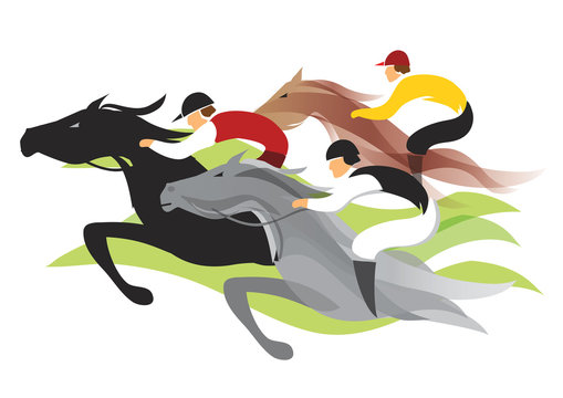 Horse race.
Colorful stylized illustration of  horse race. Vector available.
