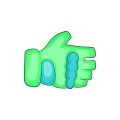 Green paintball glove icon in cartoon style on a white background