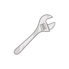 Wrench adjustable spanner icon in cartoon style on a white background