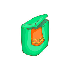 Green flasket for dirty washing icon in cartoon style on a white background