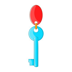 Hotel key icon in cartoon style on a white background
