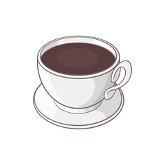 Cup of coffee icon in cartoon style on a white background