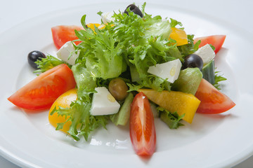 Greek Salad - Feta Cheese, Tomatoes, Salad Leaves, Olive and Vegetables
