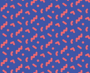 Seamless background pattern in retro memphis style