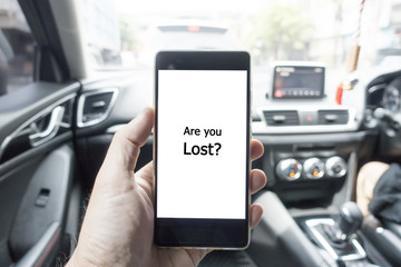 Mobile phone display for map or navigator hold by one hand in bl