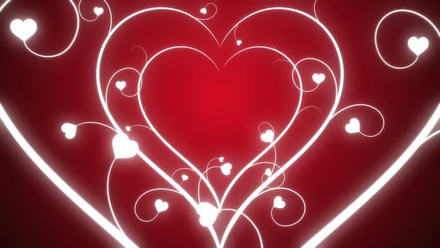 Loopable animated background of vines growing into hearts.