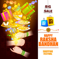 Raksha bandhan shopping Sale promotion background for Indian festival