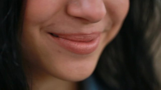 Beautiful mouth of a young girl close-up