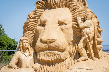 Fototapeta premium An exhibition of sand sculptures, Chronicles of Narnia