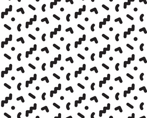 Seamless background pattern in retro memphis style