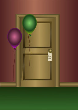 Wooden door with ballons