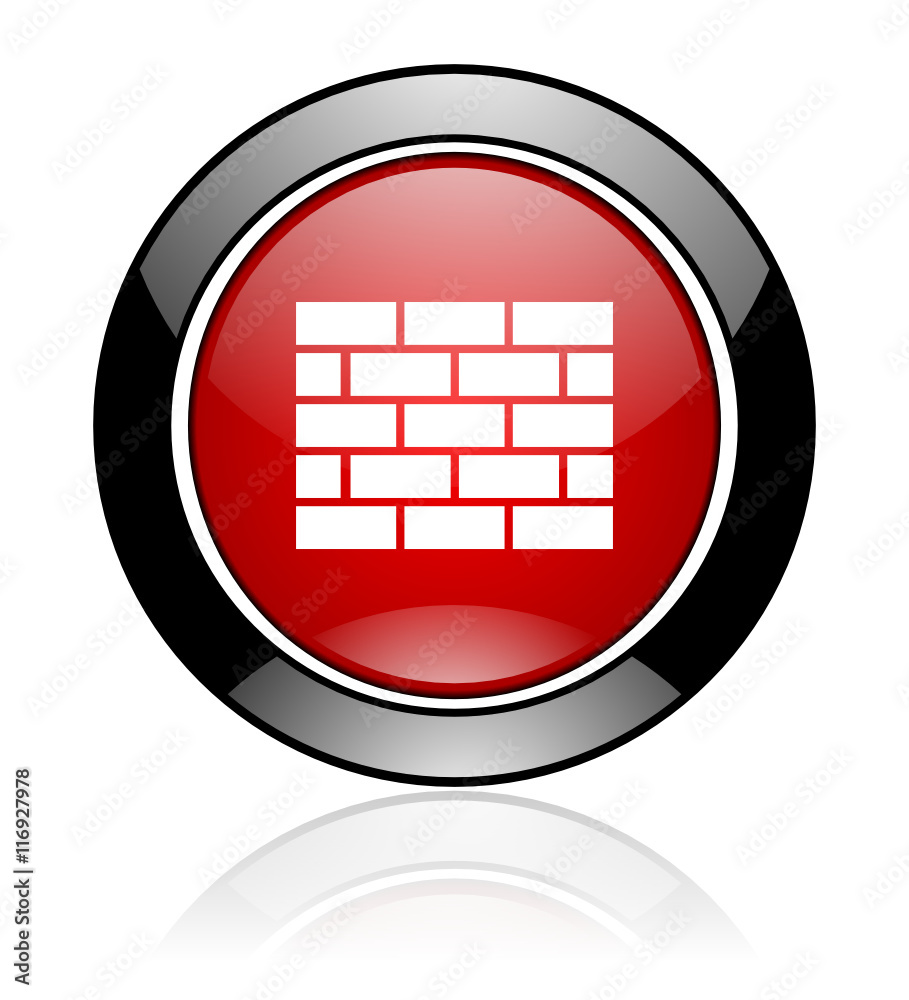 Poster red glossy firewall vector icon.