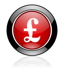 Fototapeta premium Red glossy pound vector icon.