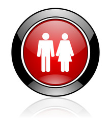 Red glossy couple vector icon.